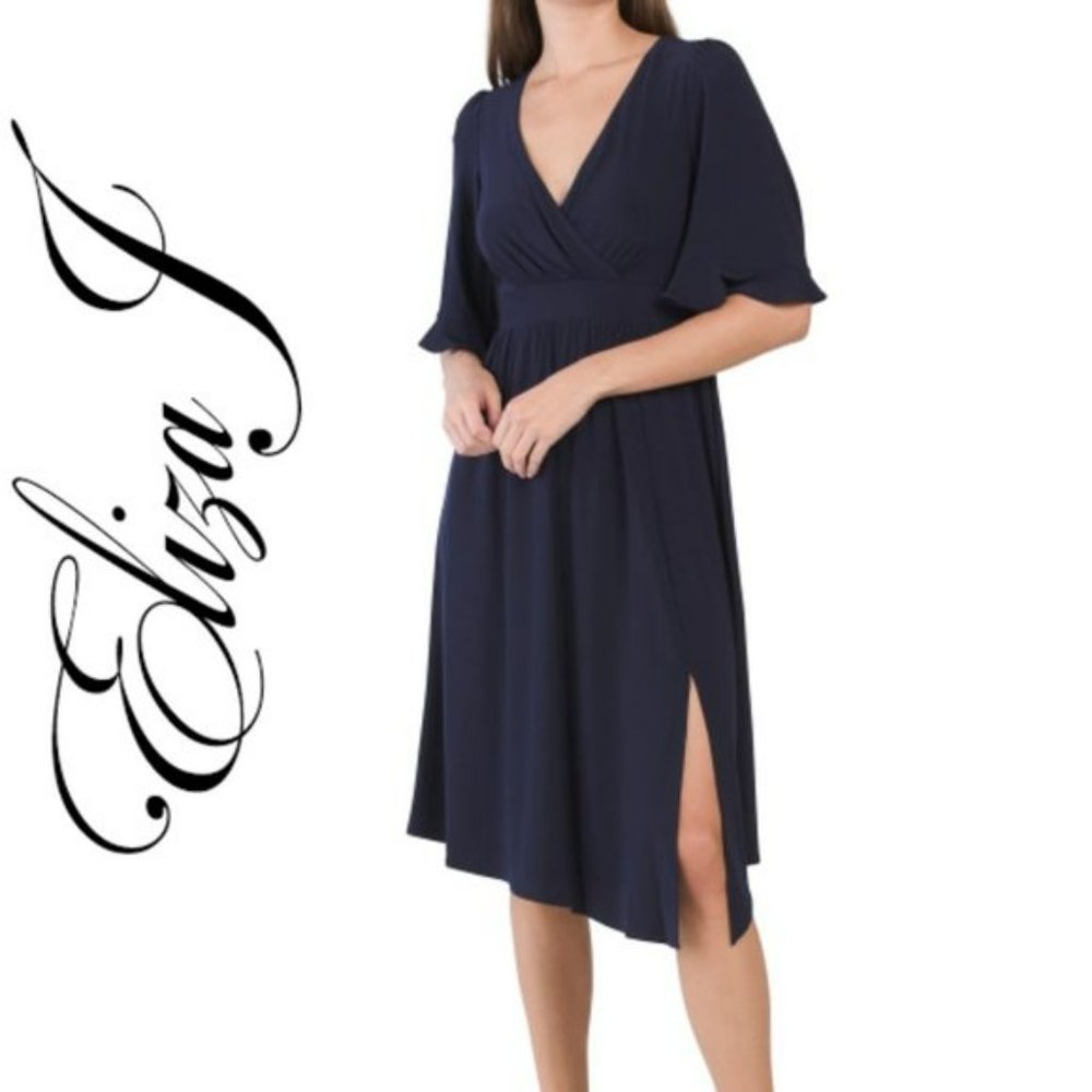 NWT ELIZA J Elbow Sleeve Midi Dress